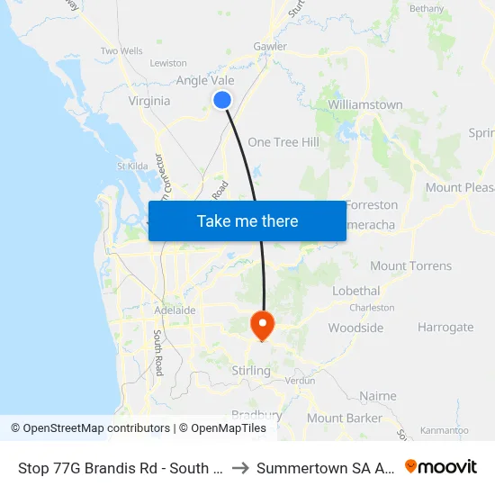 Stop 77G Brandis Rd - South West side to Summertown SA Australia map