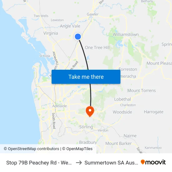 Stop 79B Peachey Rd - West side to Summertown SA Australia map
