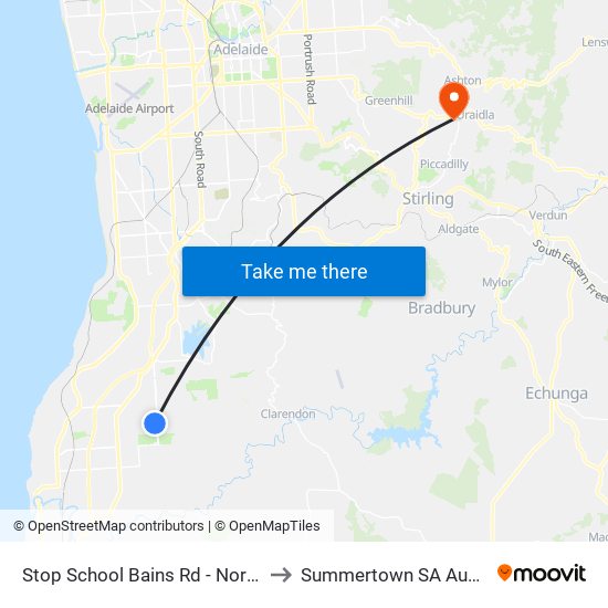 Stop School Bains Rd - North side to Summertown SA Australia map