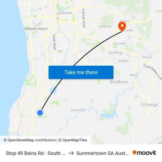Stop 49 Bains Rd - South side to Summertown SA Australia map