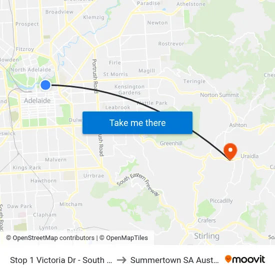 Stop 1 Victoria Dr - South side to Summertown SA Australia map