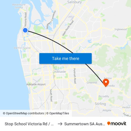 Stop School Victoria Rd / Weir St to Summertown SA Australia map