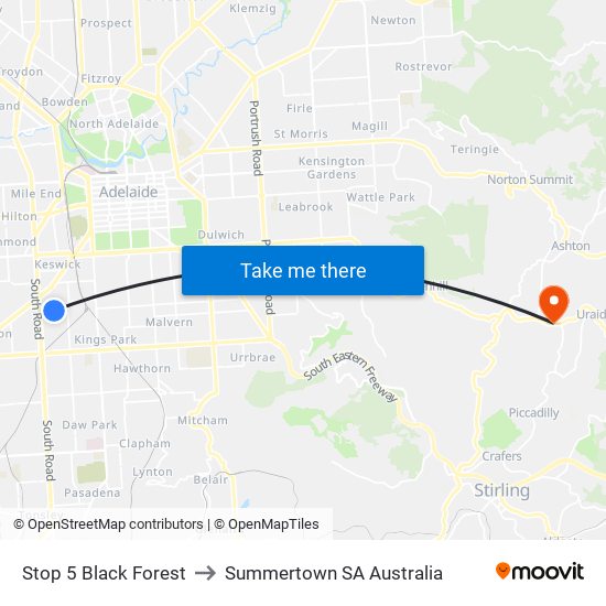 Stop 5 Black Forest to Summertown SA Australia map