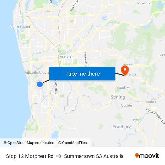 Stop 12 Morphett Rd to Summertown SA Australia map