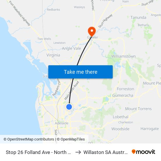 Stop 26 Folland Ave - North side to Willaston SA Australia map