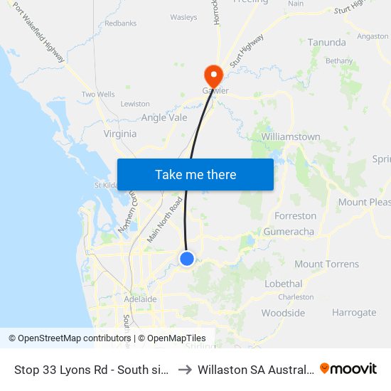 Stop 33 Lyons Rd - South side to Willaston SA Australia map