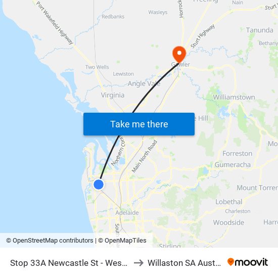 Stop 33A Newcastle St - West side to Willaston SA Australia map