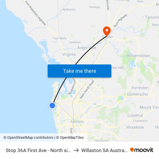 Stop 36A First Ave - North side to Willaston SA Australia map