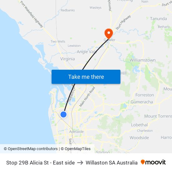 Stop 29B Alicia St - East side to Willaston SA Australia map