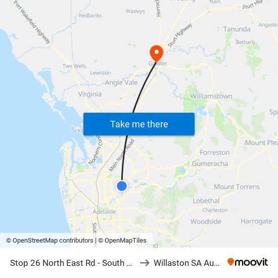 Stop 26 North East Rd - South East side to Willaston SA Australia map