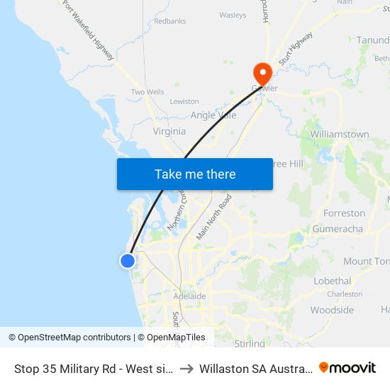 Stop 35 Military Rd - West side to Willaston SA Australia map