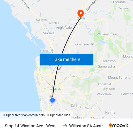 Stop 14 Winston Ave - West side to Willaston SA Australia map