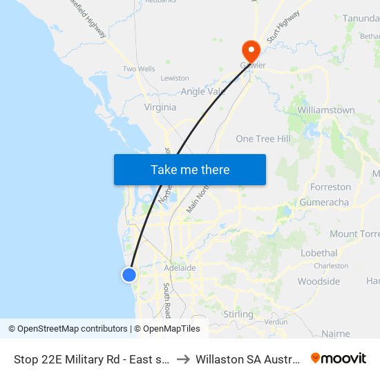 Stop 22E Military Rd - East side to Willaston SA Australia map