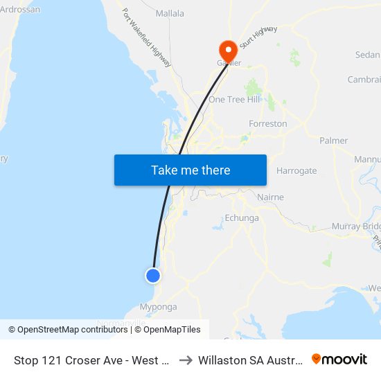 Stop 121 Croser Ave - West side to Willaston SA Australia map
