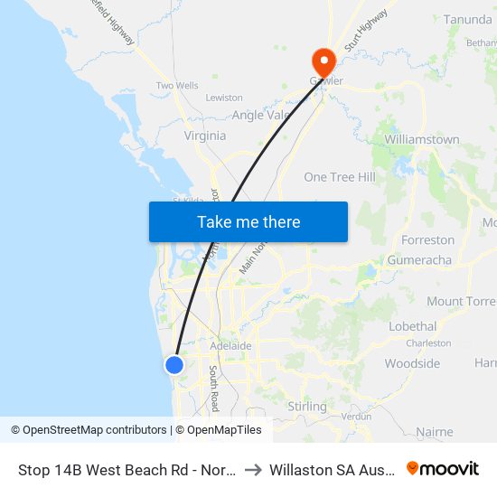 Stop 14B West Beach Rd - North side to Willaston SA Australia map