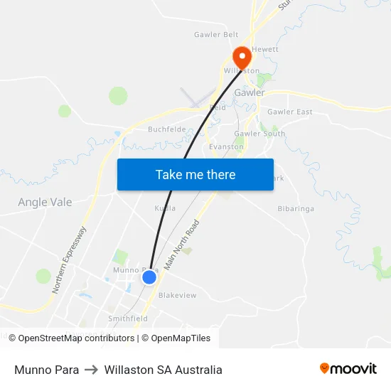 Munno Para to Willaston SA Australia map