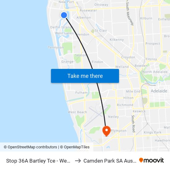 Stop 36A Bartley Tce - West side to Camden Park SA Australia map