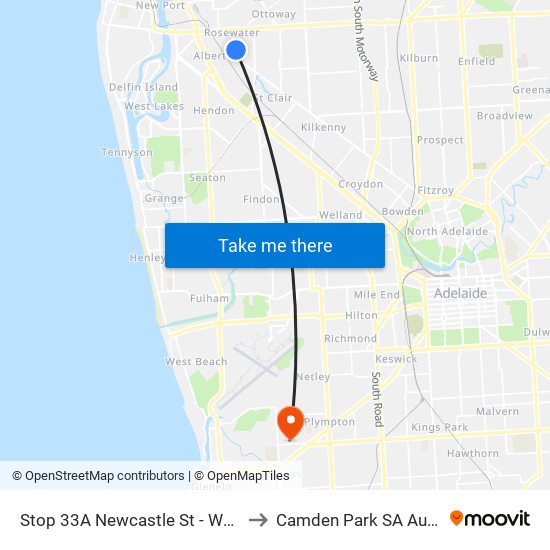 Stop 33A Newcastle St - West side to Camden Park SA Australia map