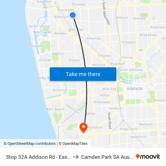 Stop 32A Addison Rd - East side to Camden Park SA Australia map