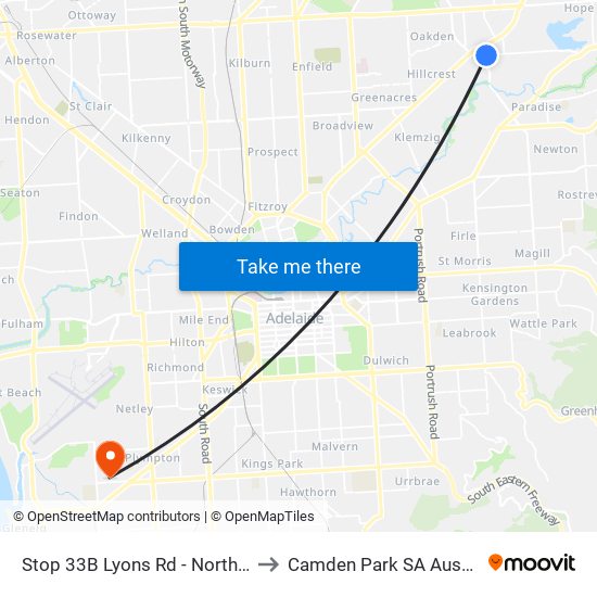 Stop 33B Lyons Rd - North side to Camden Park SA Australia map