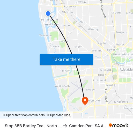 Stop 35B Bartley Tce - North West side to Camden Park SA Australia map