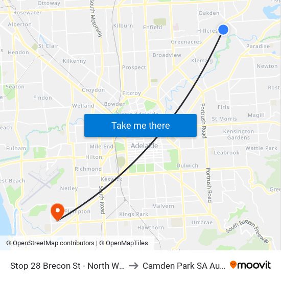 Stop 28 Brecon St - North West side to Camden Park SA Australia map