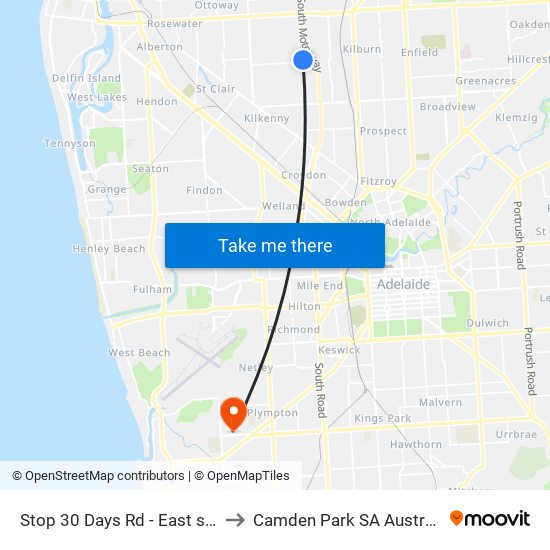 Stop 30 Days Rd - East side to Camden Park SA Australia map