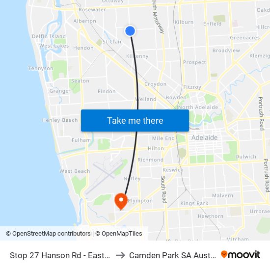 Stop 27 Hanson Rd - East side to Camden Park SA Australia map