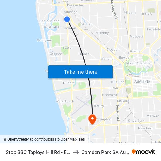 Stop 33C Tapleys Hill Rd - East side to Camden Park SA Australia map