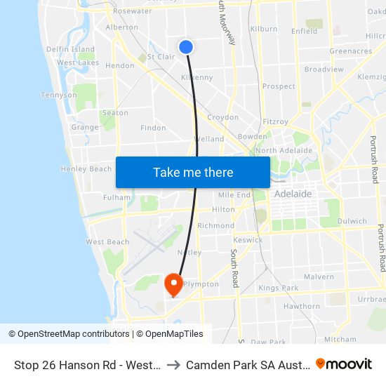 Stop 26 Hanson Rd - West side to Camden Park SA Australia map