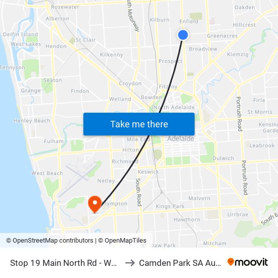 Stop 19 Main North Rd - West side to Camden Park SA Australia map