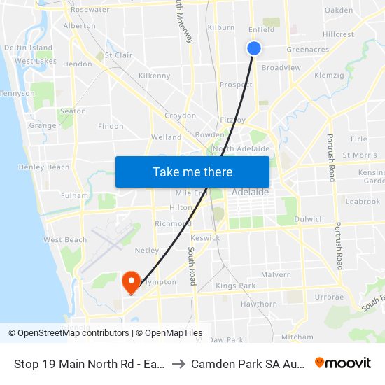 Stop 19 Main North Rd - East side to Camden Park SA Australia map