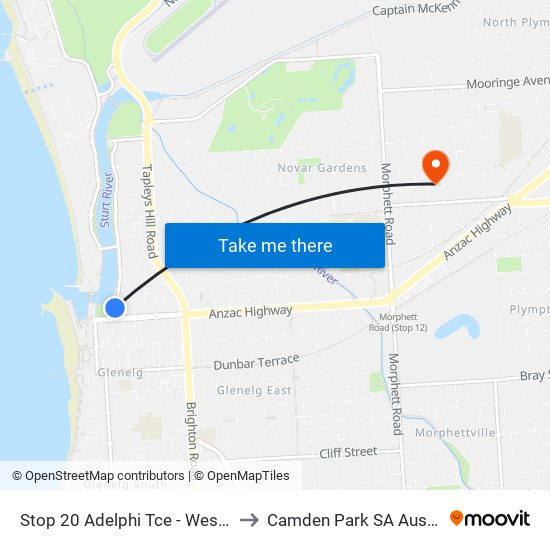 Stop 20 Adelphi Tce - West side to Camden Park SA Australia map