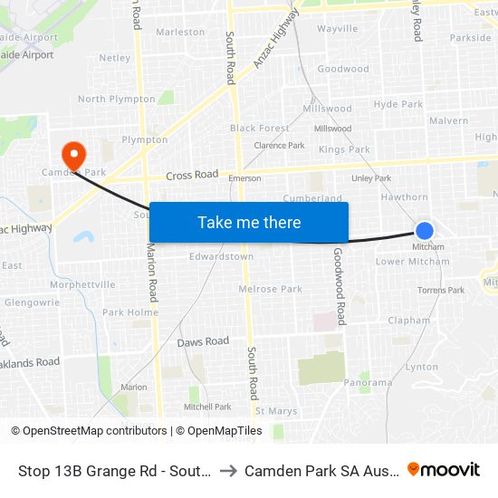 Stop 13B Grange Rd - South side to Camden Park SA Australia map
