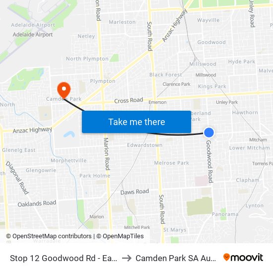 Stop 12 Goodwood Rd - East side to Camden Park SA Australia map