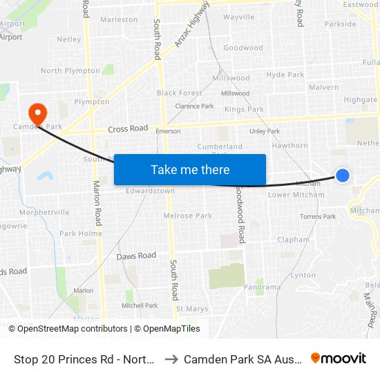 Stop 20 Princes Rd - North side to Camden Park SA Australia map