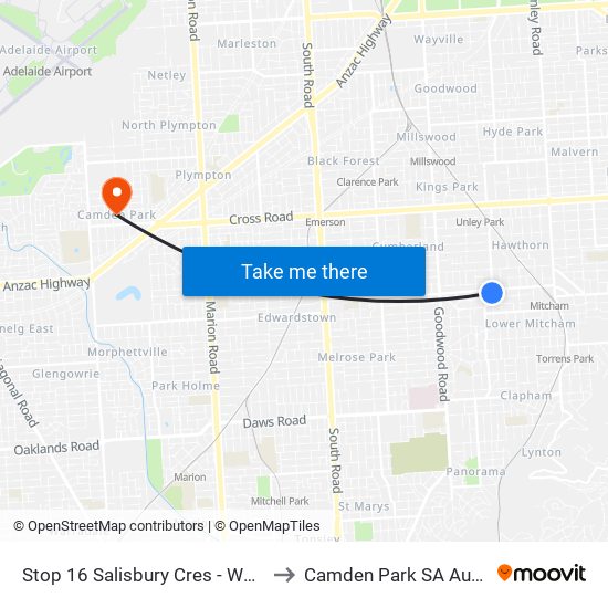 Stop 16 Salisbury Cres - West side to Camden Park SA Australia map