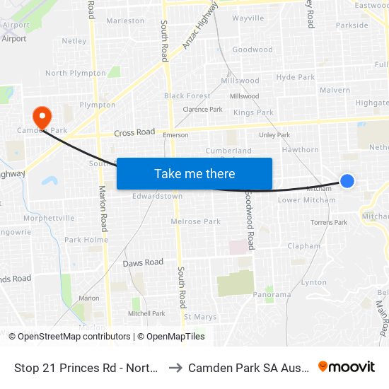 Stop 21 Princes Rd - North side to Camden Park SA Australia map