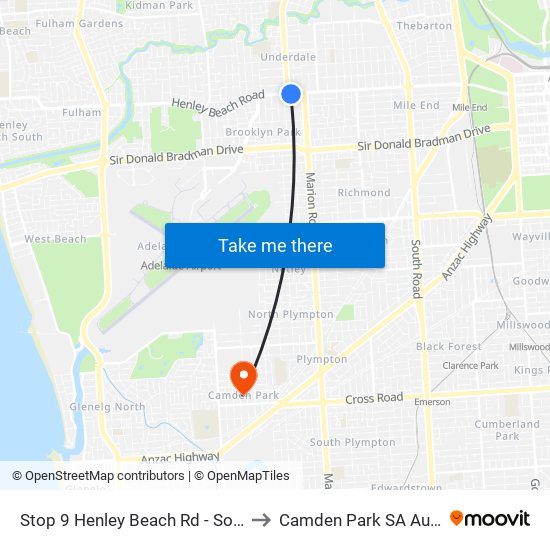 Stop 9 Henley Beach Rd - South side to Camden Park SA Australia map