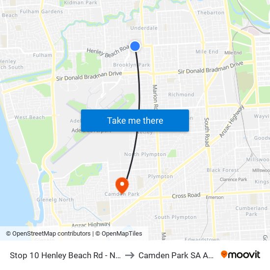 Stop 10 Henley Beach Rd - North side to Camden Park SA Australia map