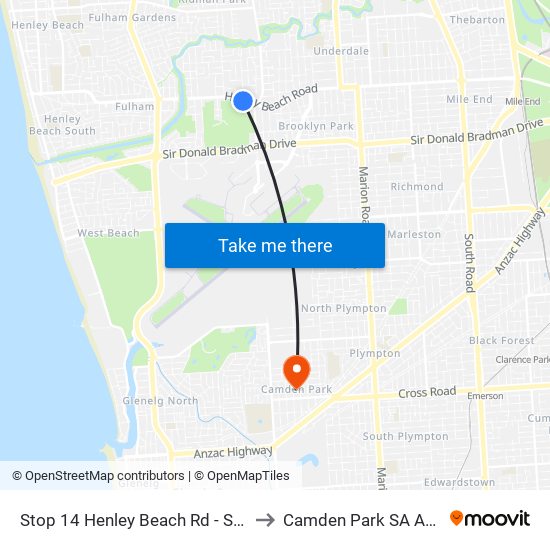 Stop 14 Henley Beach Rd - South side to Camden Park SA Australia map