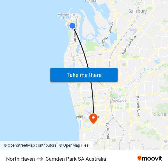 North Haven to Camden Park SA Australia map