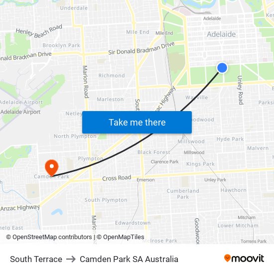 South Terrace to Camden Park SA Australia map