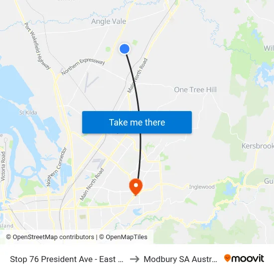 Stop 76 President Ave - East side to Modbury SA Australia map