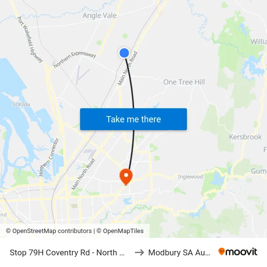 Stop 79H Coventry Rd - North West side to Modbury SA Australia map
