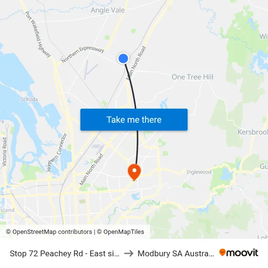 Stop 72 Peachey Rd - East side to Modbury SA Australia map