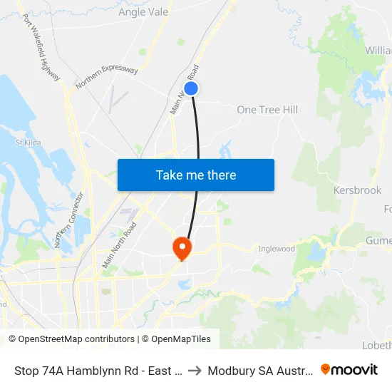 Stop 74A Hamblynn Rd - East side to Modbury SA Australia map