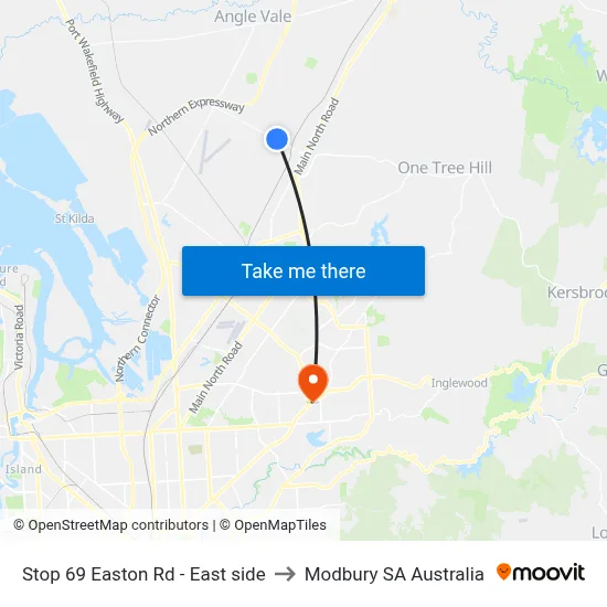 Stop 69 Easton Rd - East side to Modbury SA Australia map