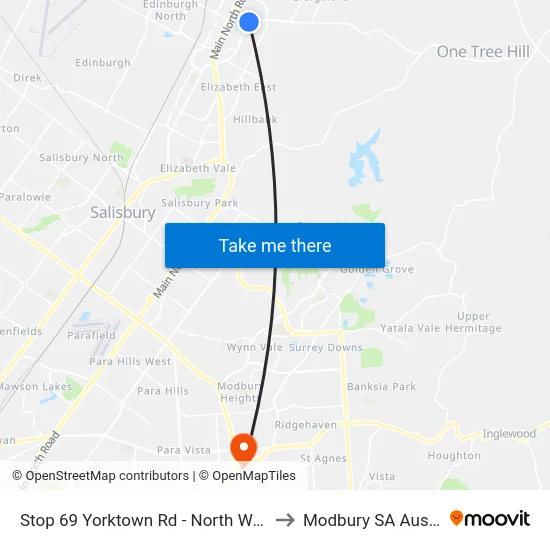 Stop 69 Yorktown Rd - North West side to Modbury SA Australia map