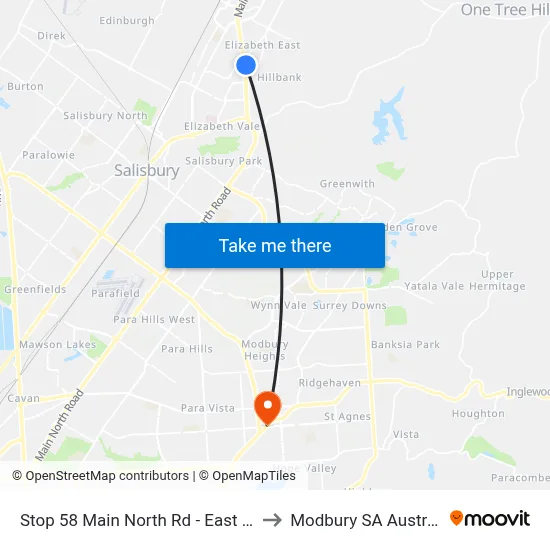 Stop 58 Main North Rd - East side to Modbury SA Australia map